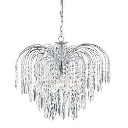 Lampadario Classico Waterfall Acciaio Cromo Cristallo 5 Luci E14