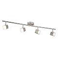 Plafoniera Quadruplo Acciaio Argento Policarbonato Cromo Led 17W 3000K 4234SS