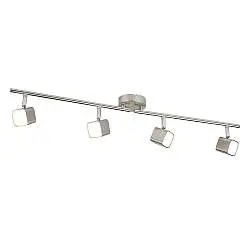 Plafoniera Quadruplo Acciaio Argento Policarbonato Cromo Led 17W 3000K