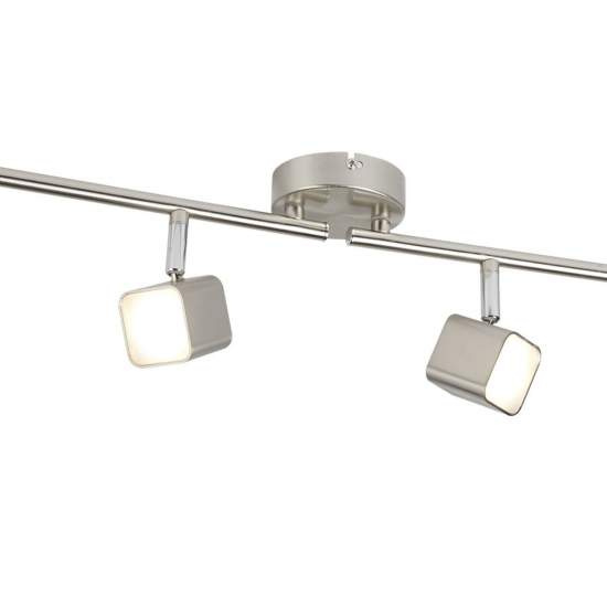 Plafoniera Quadruplo Acciaio Argento Policarbonato Cromo Led 17W 3000K 4234SS