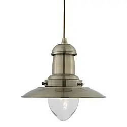 Sospensione Rustico-Country Fisher Man Acciaio Adjustable Vetro 1 Luce E27