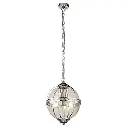 Lampadario Contemporaneo Corona Acciaio Cromo Vetro 3 Luci E14