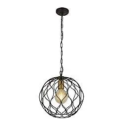 Sospensione Industrial-Nordico Finezza Acciaio Nero Oro 1 Luce E27