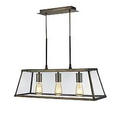 Lampadario Contemporaneo Viaggiatore Acciaio Ottone Vetro 3 Luci E27