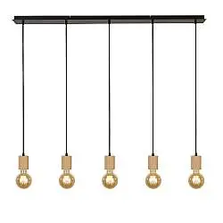 Lampadario Lineare Industrial-Nordico Spinoso Acciaio Nero Marrone 5 Luci E27