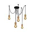 Lampadario Industrial-Nordico Spinoso Acciaio Nero Marrone 5 Luci E27 50213-5NA