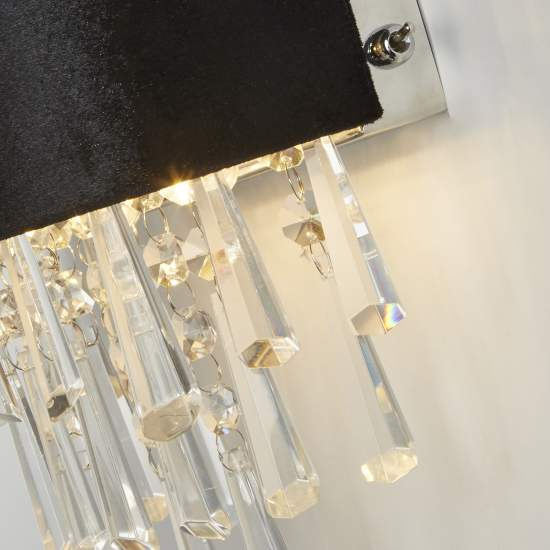 Applique Contemporanea Fascino Acciaio Cromo Tessuto Nero 2 Luci G9 50818-2BK