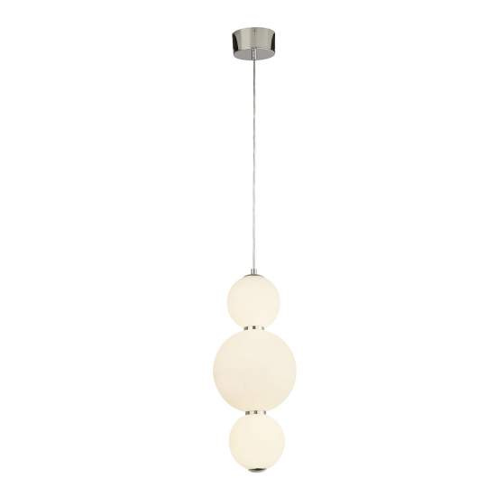 Lampadario Contemporaneo Palla Neve Acciaio Cromo Vetro Bianco Led 18,97W 3000K 51022-3CC