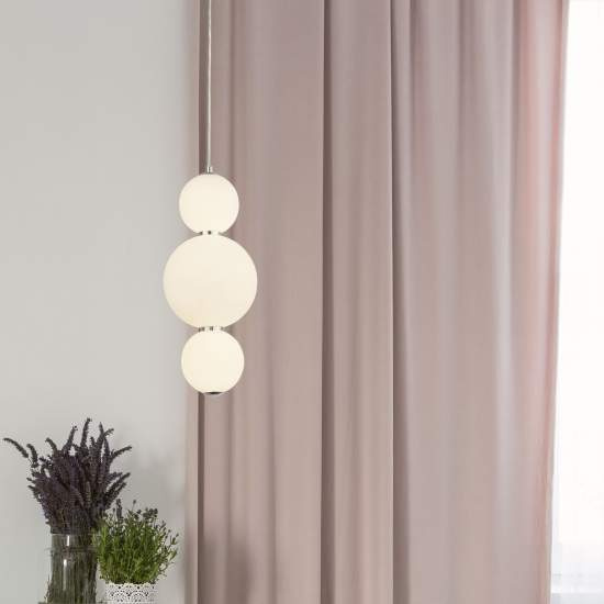 Lampadario Contemporaneo Palla Neve Acciaio Cromo Vetro Bianco Led 18,97W 3000K 51022-3CC