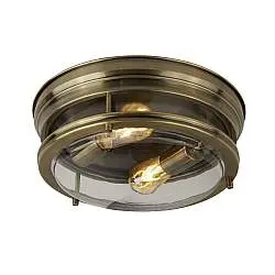 Plafoniera Contemporanea Glasgow Acciaio Ottone Vetro Trasparente 1 Luce E27