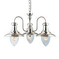 Lampadario Classico Fisher Man Acciaio Argento Vetro 3 Luci E27 5333-3SS
