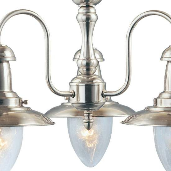 Lampadario Classico Fisher Man Acciaio Argento Vetro 3 Luci E27 5333-3SS