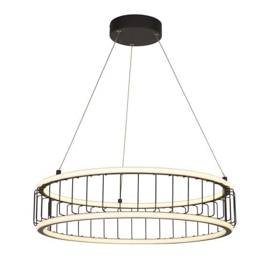 Lampadario Contemporaneo Circolo Acciaio Nero Alluminio Bianco Led 46,4W 3000K 54214-1BK