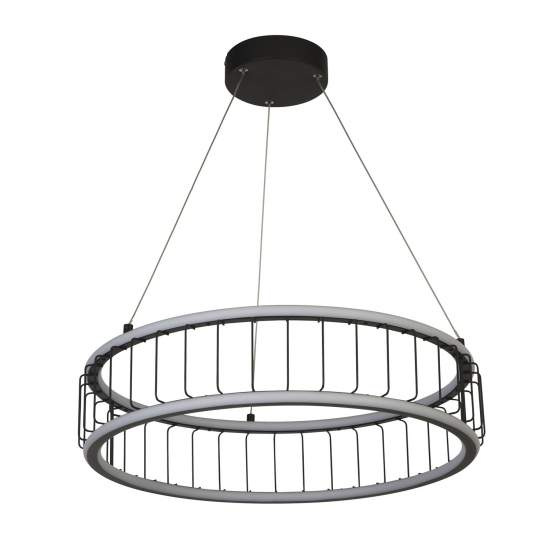 Lampadario Contemporaneo Circolo Acciaio Nero Alluminio Bianco Led 46,4W 3000K 54214-1BK