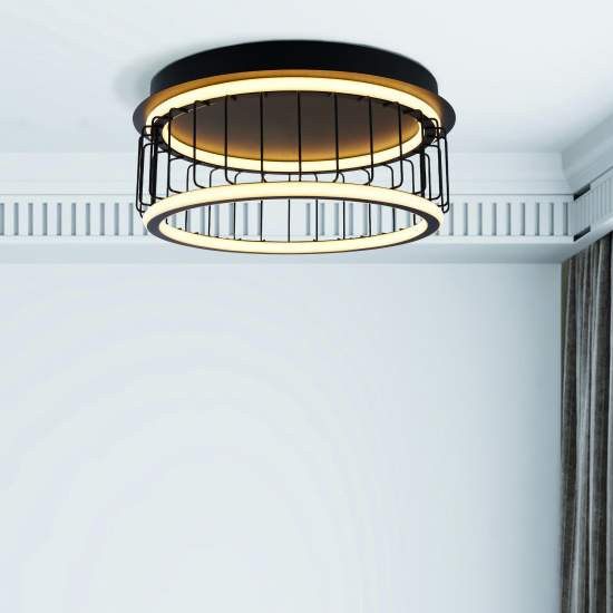 Plafoniera Contemporanea Circolo Alluminio Bianco Silicone Nero Led 40W 3000K 54215-1BK