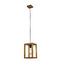 Sospensione Industrial Square Legno Marrone Policarbonato Nero 1 Luce E27 54741-1NA
