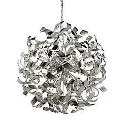 Lampadario Contemporaneo Riccioli Acciaio Cromo 6 Luci G9