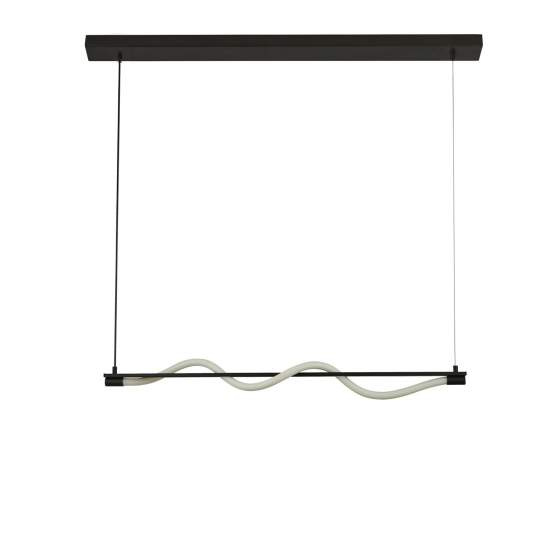 Lampadario Moderno Serpente Acciaio Bianco Policarbonato Nero Led 15W 2700K 57211BK