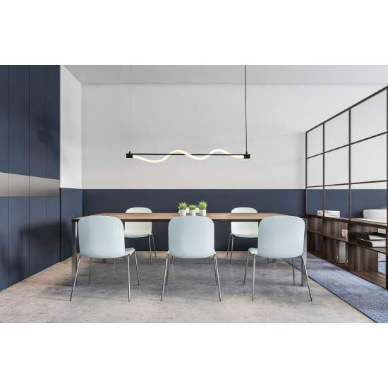 Lampadario Moderno Serpente Acciaio Bianco Policarbonato Nero Led 15W 2700K 57211BK