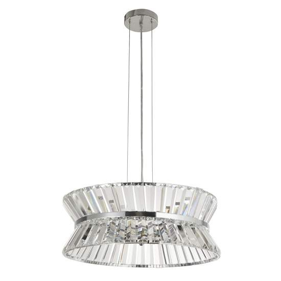 Lampadario Classico I Quartieri Alti Acciaio Cromo Vetro Trasparente 7 Luci G9 59410-7CC