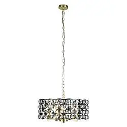 Lampadario Classico Iris Acciaio Ottone Vetro 5 Luci E14