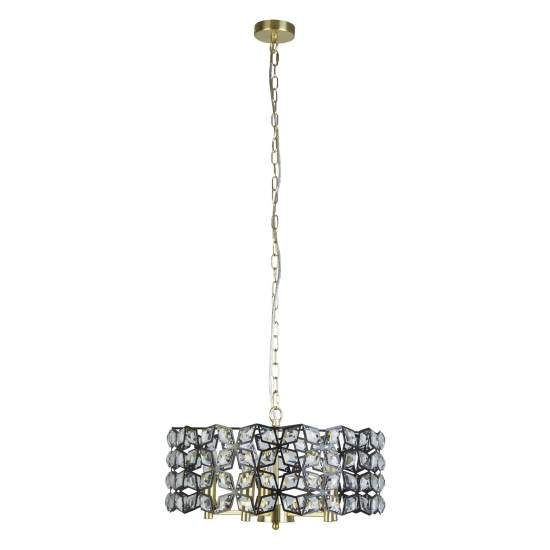 Lampadario Classico Iris Acciaio Ottone Vetro 5 Luci E14 59811-5BSB