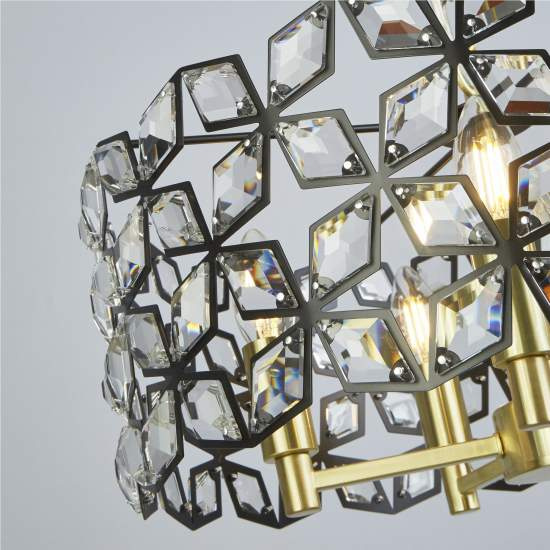 Lampadario Classico Iris Acciaio Ottone Vetro 5 Luci E14 59811-5BSB