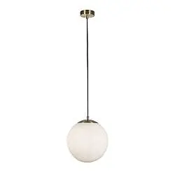 Sospensione Contemporanea Atomo 2 Acciaio Ottone Vetro 1 Luce E27 D33Cm