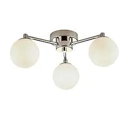 Plafoniera Contemporanea Tiberio Acciaio Cromo Bianco 3 Luci G9