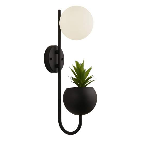 Applique Contemporanea Lunare Acciaio Nero Vetro Bianco 1 Luce G9 61220BK