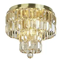 Plafoniera Classica Impero Acciaio Ottone Vetro 4 Luci E14