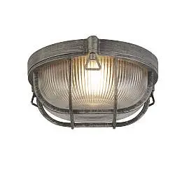Plafoniera Esterno Vintage - Decò Paratia Alluminio Nero Argento 1 Luce E27