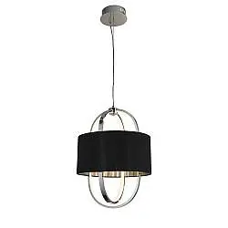 Lampadario Contemporaneo Madrid Acciaio Cromo Tessuto Nero Led 20W 3000K