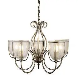 Lampadario Contemporaneo Silhouette Acciaio Ottone Vetro 5 Luci E14