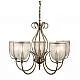 Lampadario Contemporaneo Silhouette Acciaio Ottone Vetro 5 Luci E14