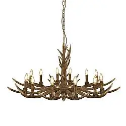 Lampadario Industrial-Nordico Stag Acciaio Marrone 12 Luci E14