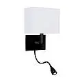Applique Contemporanea Hotel Acciaio Nero Tessuto 1 Luce E27 6519BK