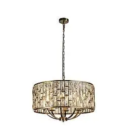 Lampadario Classico Gioiello Acciaio Ottone Vetro 8 Luci E14