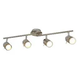 Plafoniera Contemporanea Sansone Acciaio Argento Policarbonato Cromo 4 Luci Gu10