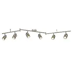Plafoniera Contemporanea Sansone Acciaio Argento Policarbonato Cromo 6 Luci Gu10