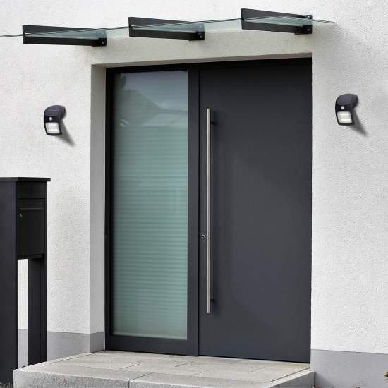 Applique Moderna Solare Policarbonato Nero Bianco Led 1,8W 3000K 67420BK-PIR