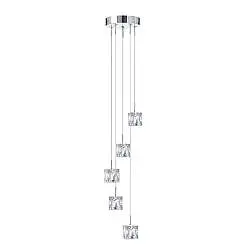Lampadario Contemporaneo Ice Cube Acciaio Cromo Vetro Trasparente Led 5,2W 3000K