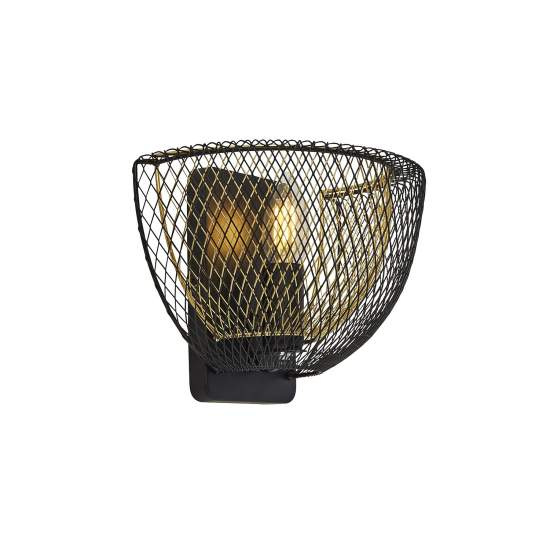 Applique Industrial-Nordico Favo Acciaio Nero Oro 1 Luce E14 6842BGO