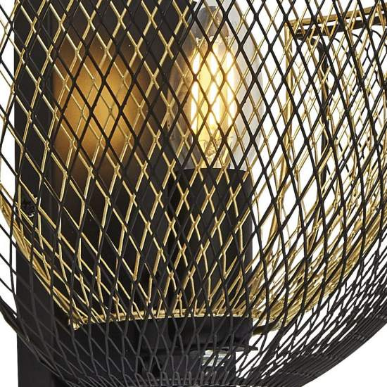 Applique Industrial-Nordico Favo Acciaio Nero Oro 1 Luce E14 6842BGO