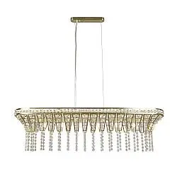 Lampadario Classico Gemma Acciaio Ottone Vetro 8 Luci G9