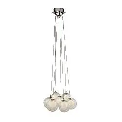 Lampadario Contemporaneo Grappolo Acciaio Cromo Vetro Bianco Led 2,5W 3000K