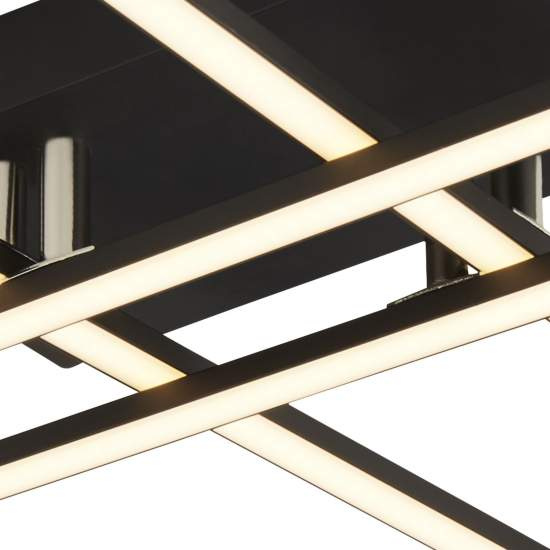 Plafoniera Moderno Matrice Acciaio Nero Policarbonato Bianco Led 19,3W 3000K 694-4BK