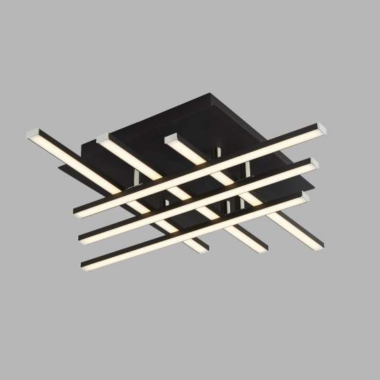Plafoniera Moderno Matrice Acciaio Nero Policarbonato Bianco Led 23W 3000K 696-6BK