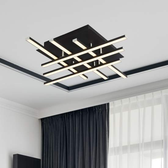 Plafoniera Moderno Matrice Acciaio Nero Policarbonato Bianco Led 23W 3000K 696-6BK