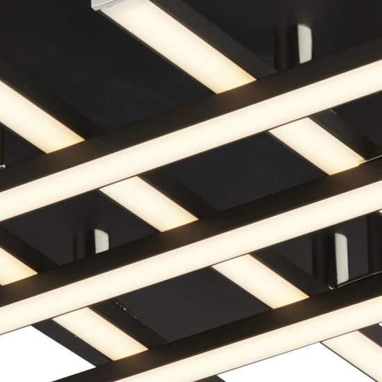 Plafoniera Moderno Matrice Acciaio Nero Policarbonato Bianco Led 23W 3000K 696-6BK